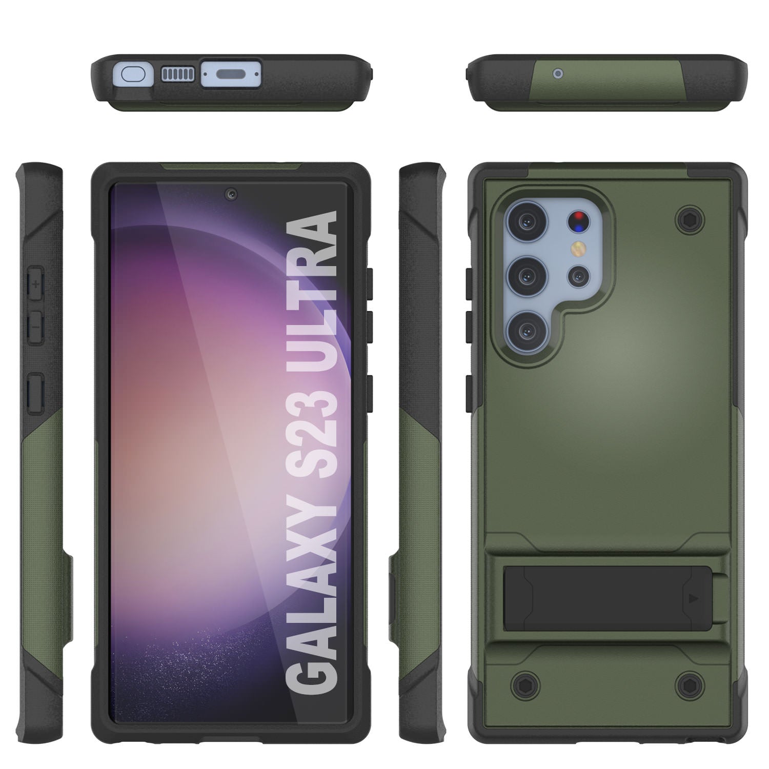 Punkcase Galaxy S24 Ultra Case [Reliance Series] Protective Hybrid Military Grade Cover W/Built-in Kickstand [Army-Green-Black]