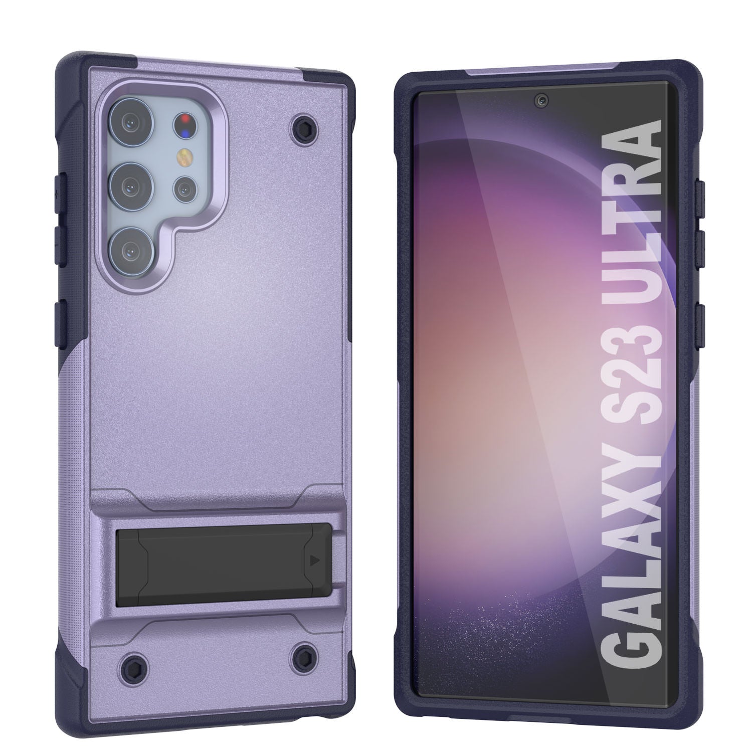 Punkcase Galaxy S23 Ultra Case [Reliance Series] Protective Hybrid Military Grade Cover W/Built-in Kickstand [Purple-Navy]