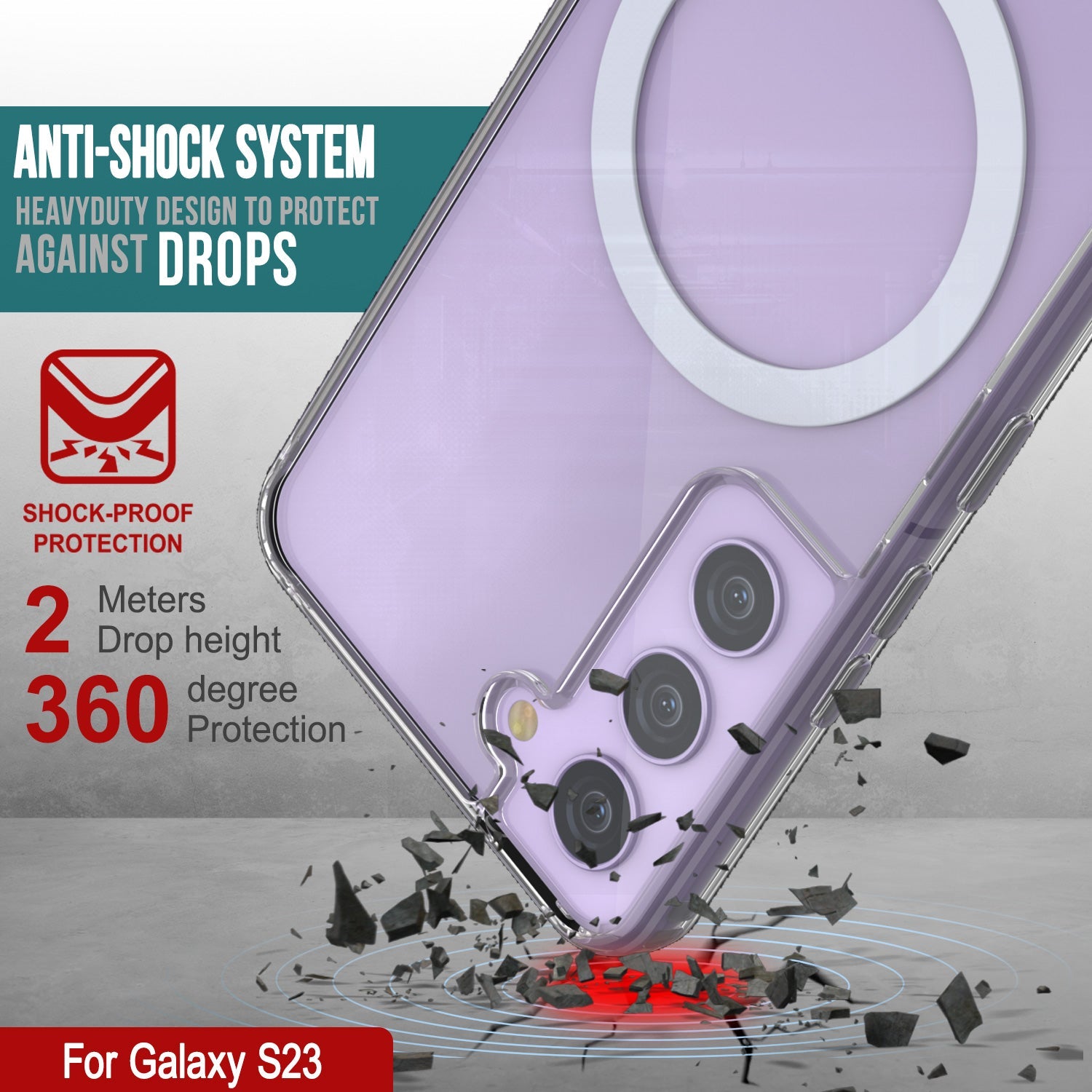 Punkcase Galaxy S23 Magnetic Wireless Charging Case [ClearMag Series]