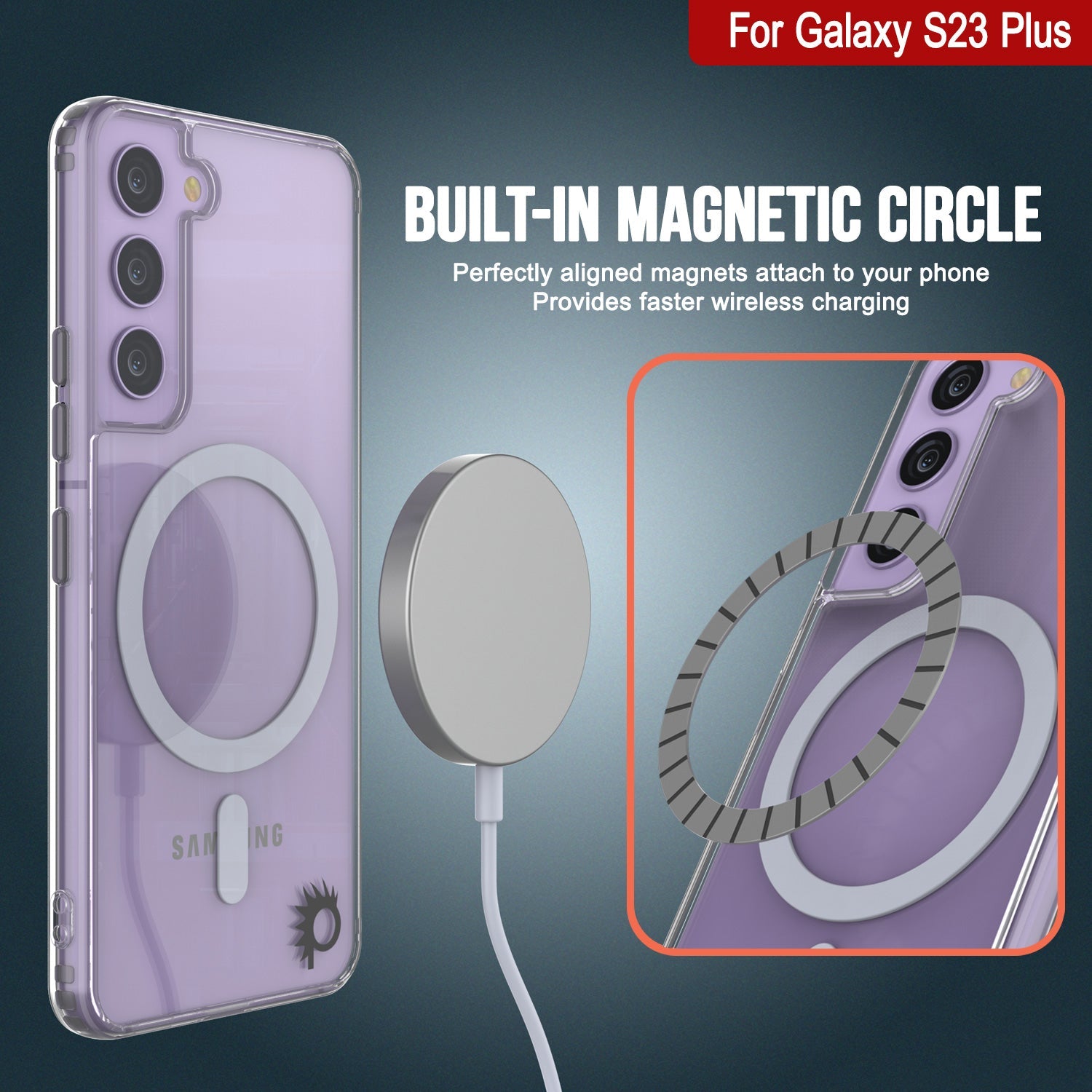 Punkcase Galaxy S23 Plus Magnetic Wireless Charging Case [ClearMag Series]