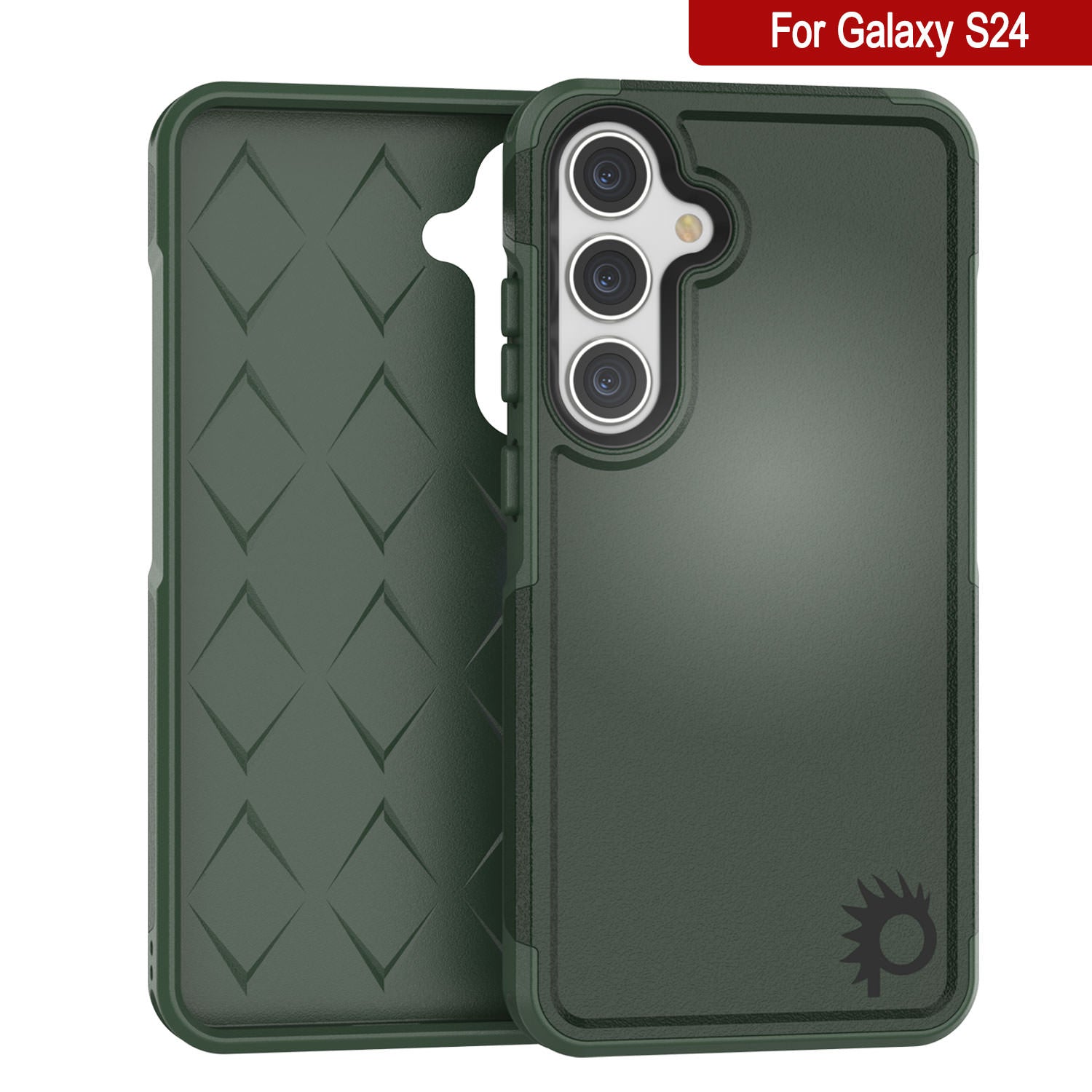 PunkCase Galaxy S24 Case, [Spartan 2.0 Series] Clear Rugged Heavy Duty Cover [Dark Green]