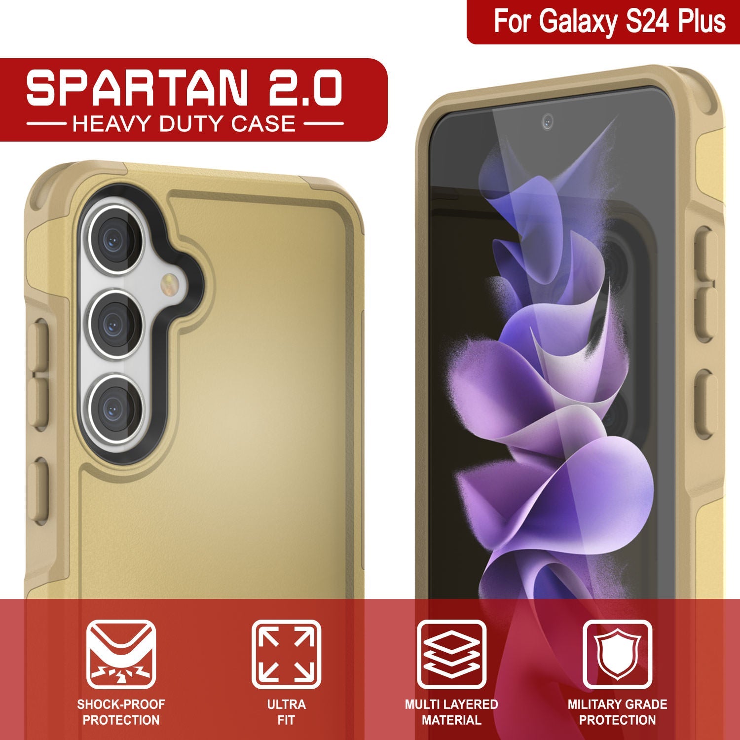 PunkCase Galaxy S24+ Plus Case, [Spartan 2.0 Series] Clear Rugged Heavy Duty Cover [Yellow]