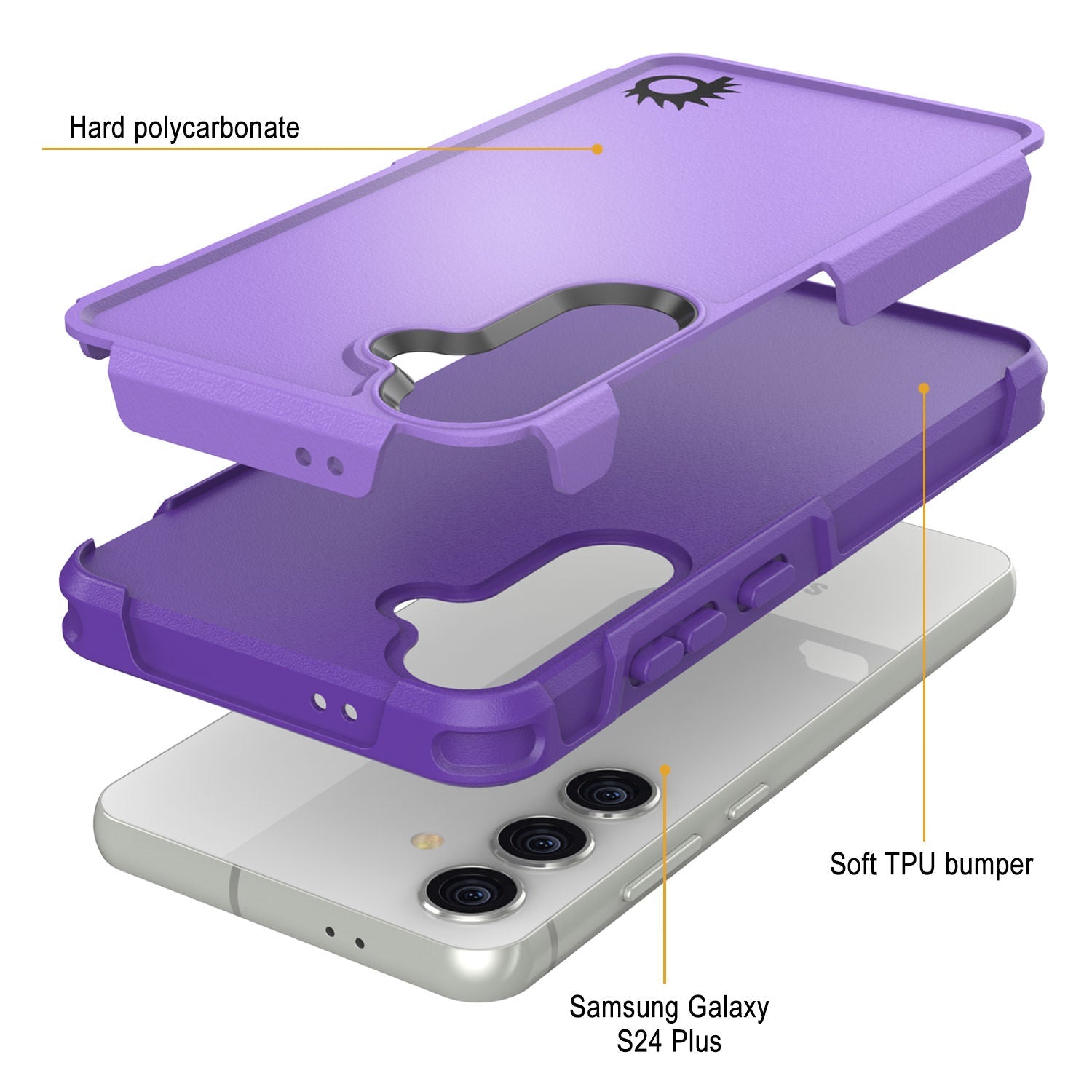 PunkCase Galaxy S24+ Plus Case, [Spartan 2.0 Series] Clear Rugged Heavy Duty Cover [Purple]