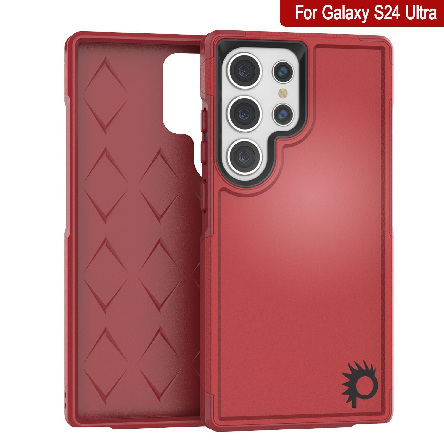 PunkCase Galaxy S24 Ultra Case, [Spartan 2.0 Series] Clear Rugged Heavy Duty Cover [Red]