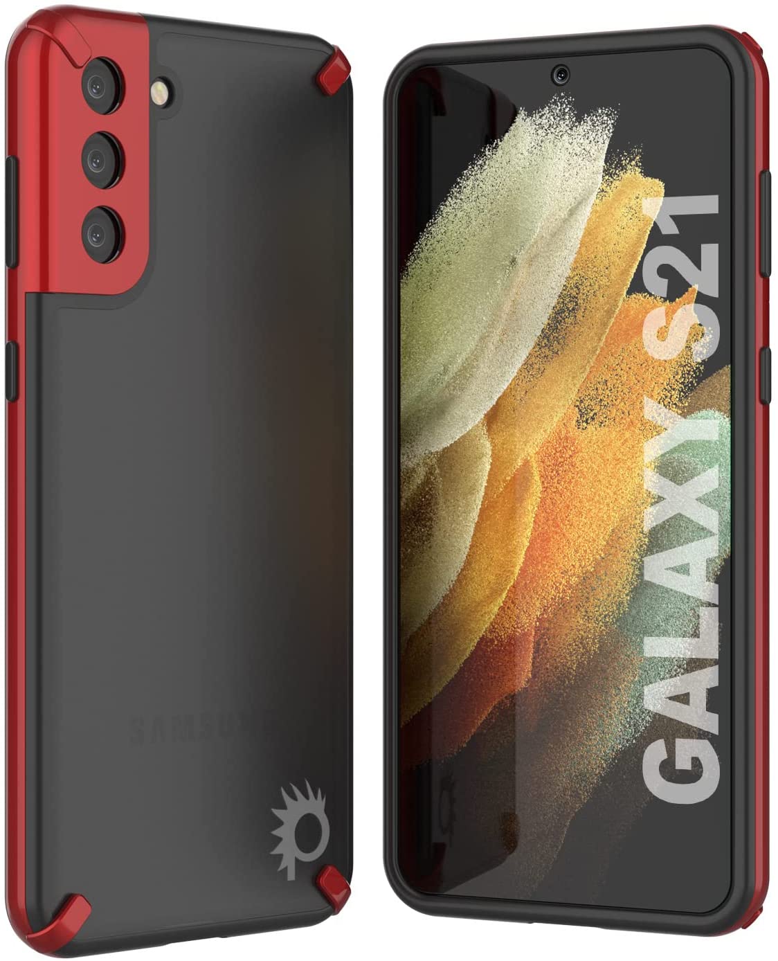 Punkcase Galaxy S21 Case [Mirage Series] Heavy Duty Phone Cover (Red)