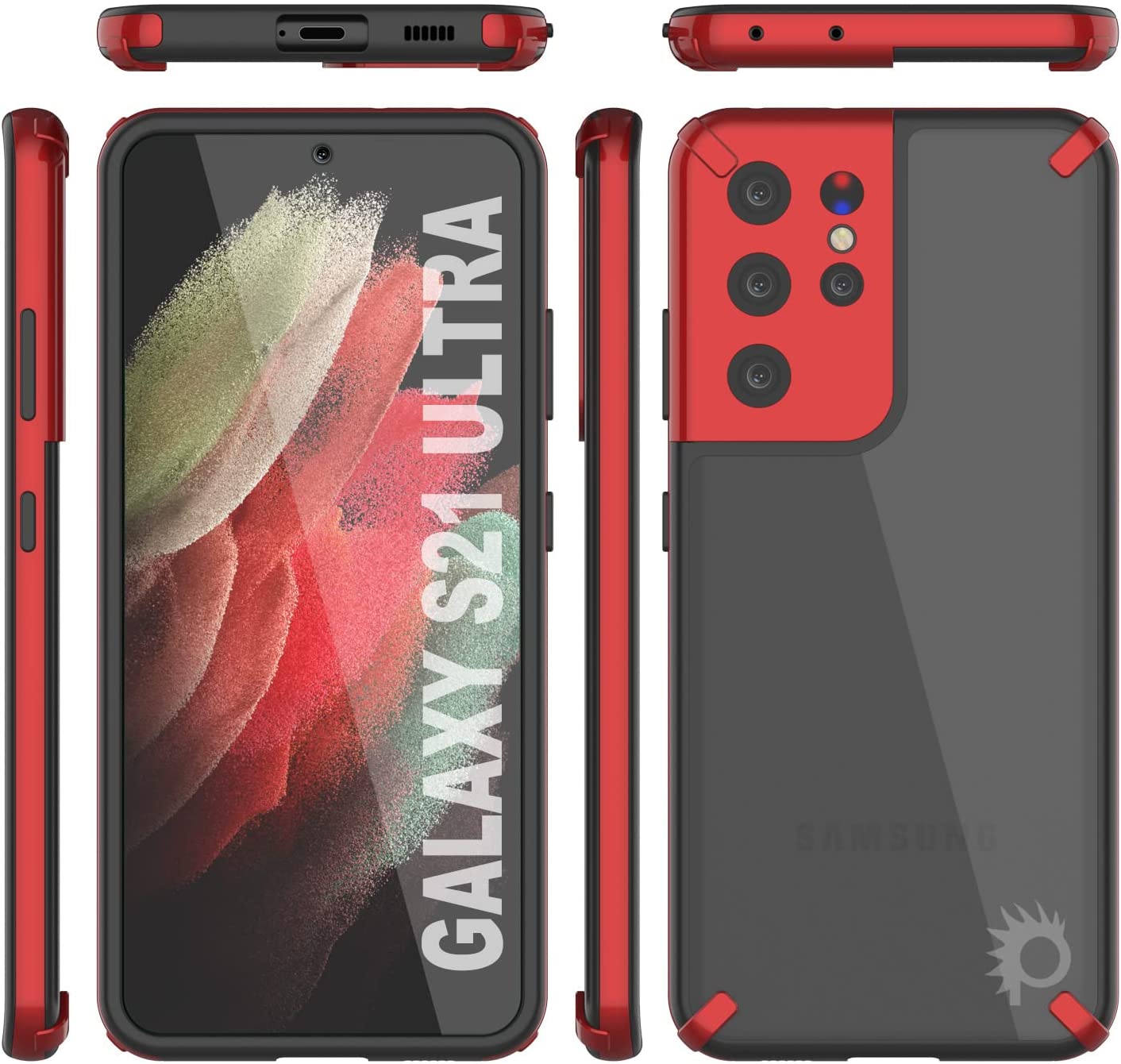 Punkcase Galaxy S21 Ultra Case [Mirage Series] Heavy Duty Phone Cover (Red)
