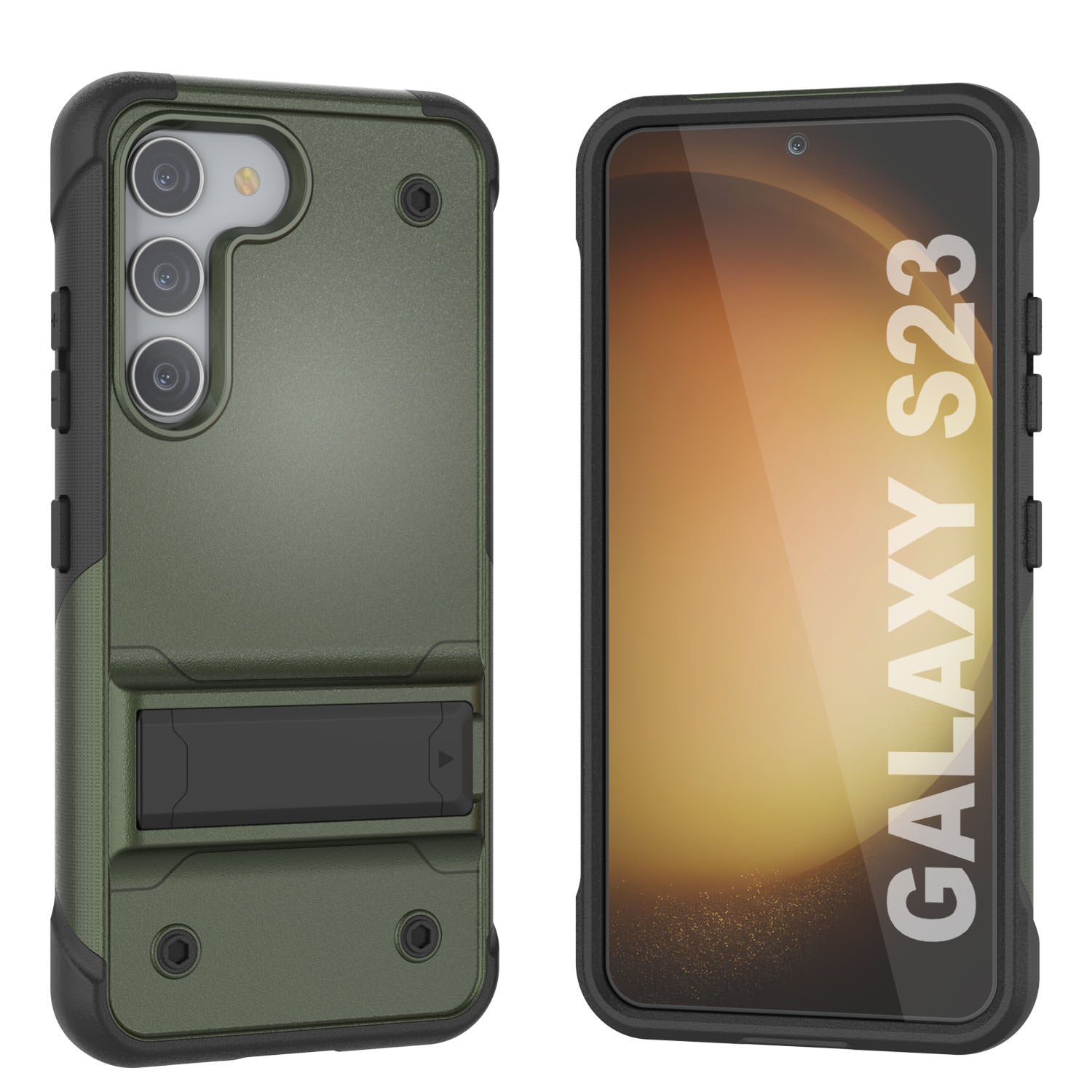 Punkcase Galaxy S24 Case [Reliance Series] Protective Hybrid Military Grade Cover W/Built-in Kickstand [Army Green-Black]