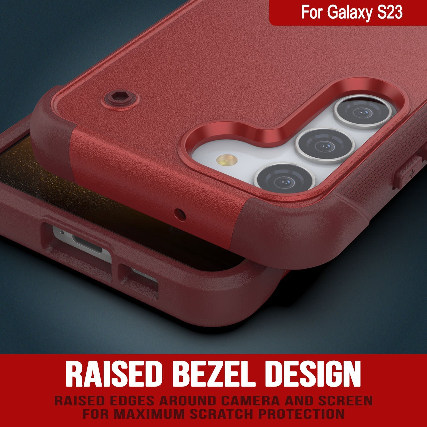 Punkcase Galaxy S23 Case [Reliance Series] Protective Hybrid Military Grade Cover W/Built-in Kickstand [Red-Rose]