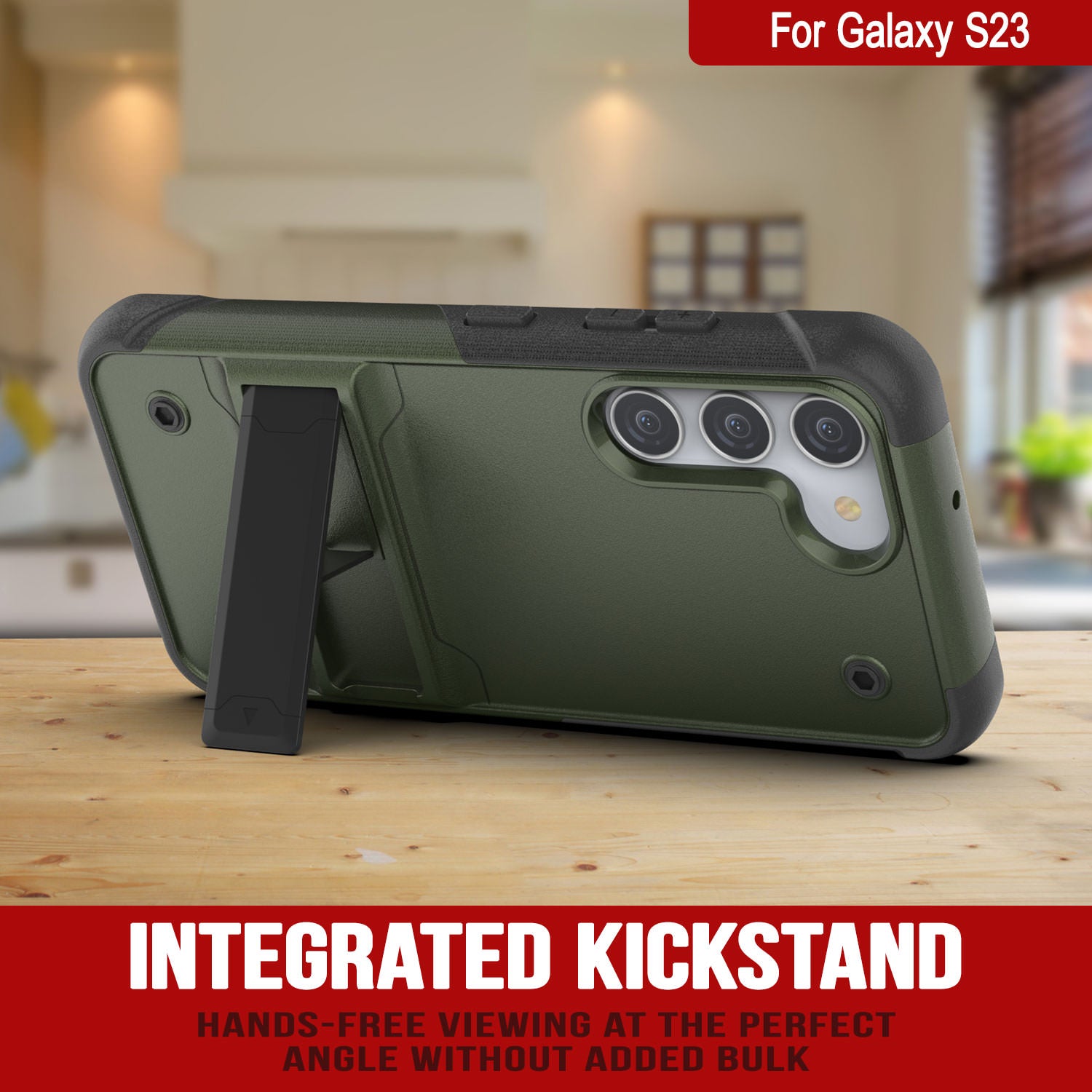 Punkcase Galaxy S24 Case [Reliance Series] Protective Hybrid Military Grade Cover W/Built-in Kickstand [Army Green-Black]