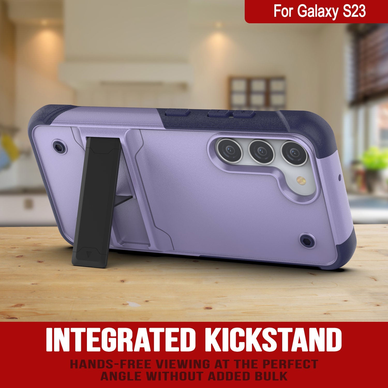 Punkcase Galaxy S24 Case [Reliance Series] Protective Hybrid Military Grade Cover W/Built-in Kickstand [Purple-Navy]