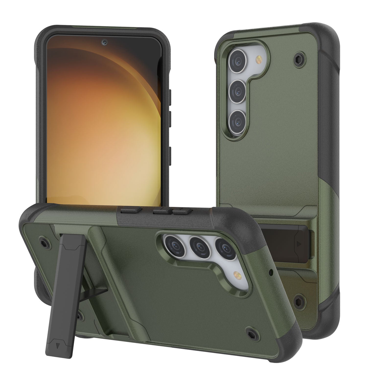 Punkcase Galaxy S24 Case [Reliance Series] Protective Hybrid Military Grade Cover W/Built-in Kickstand [Army Green-Black]