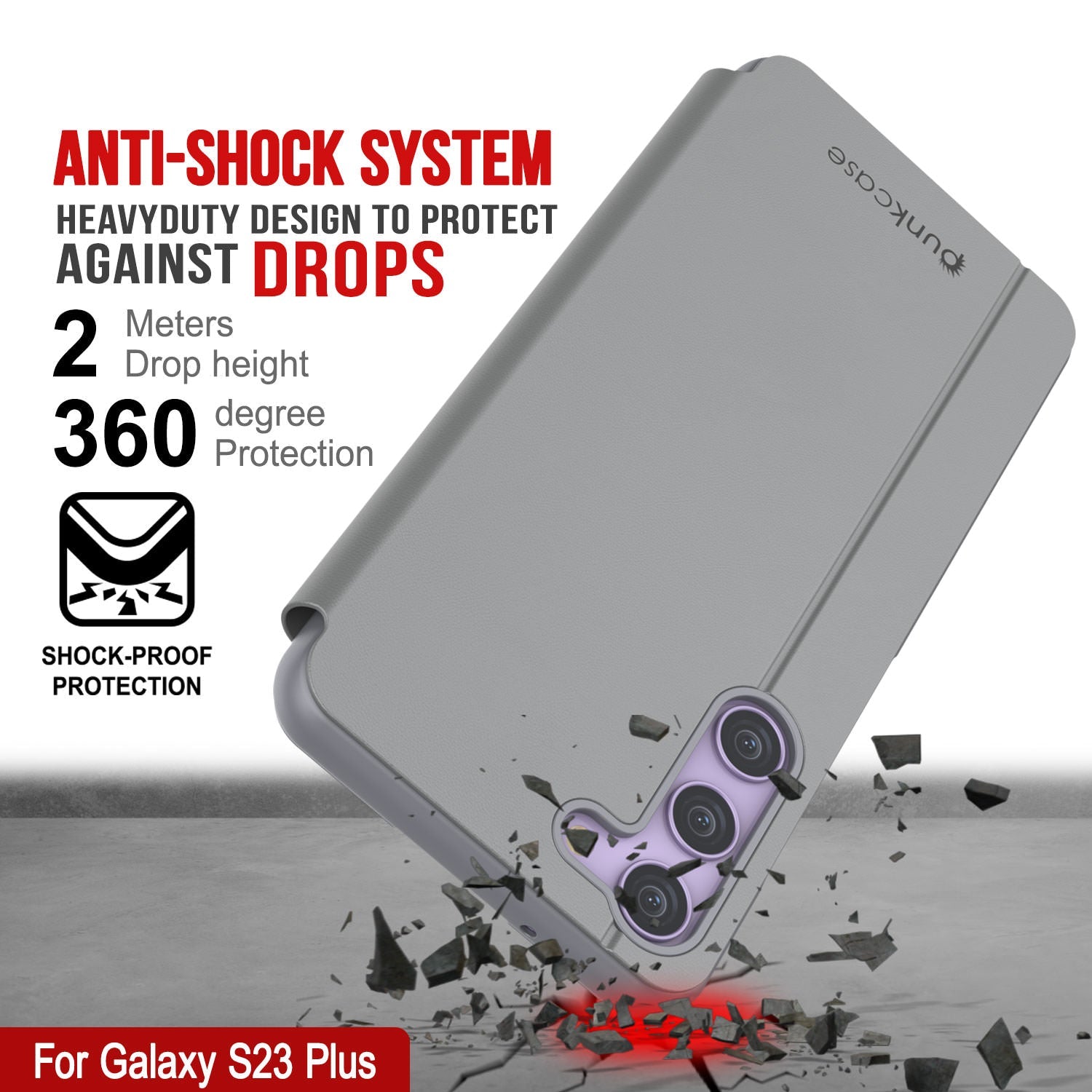 Punkcase Galaxy S23+ Plus Reflector Case Protective Flip Cover [Silver]