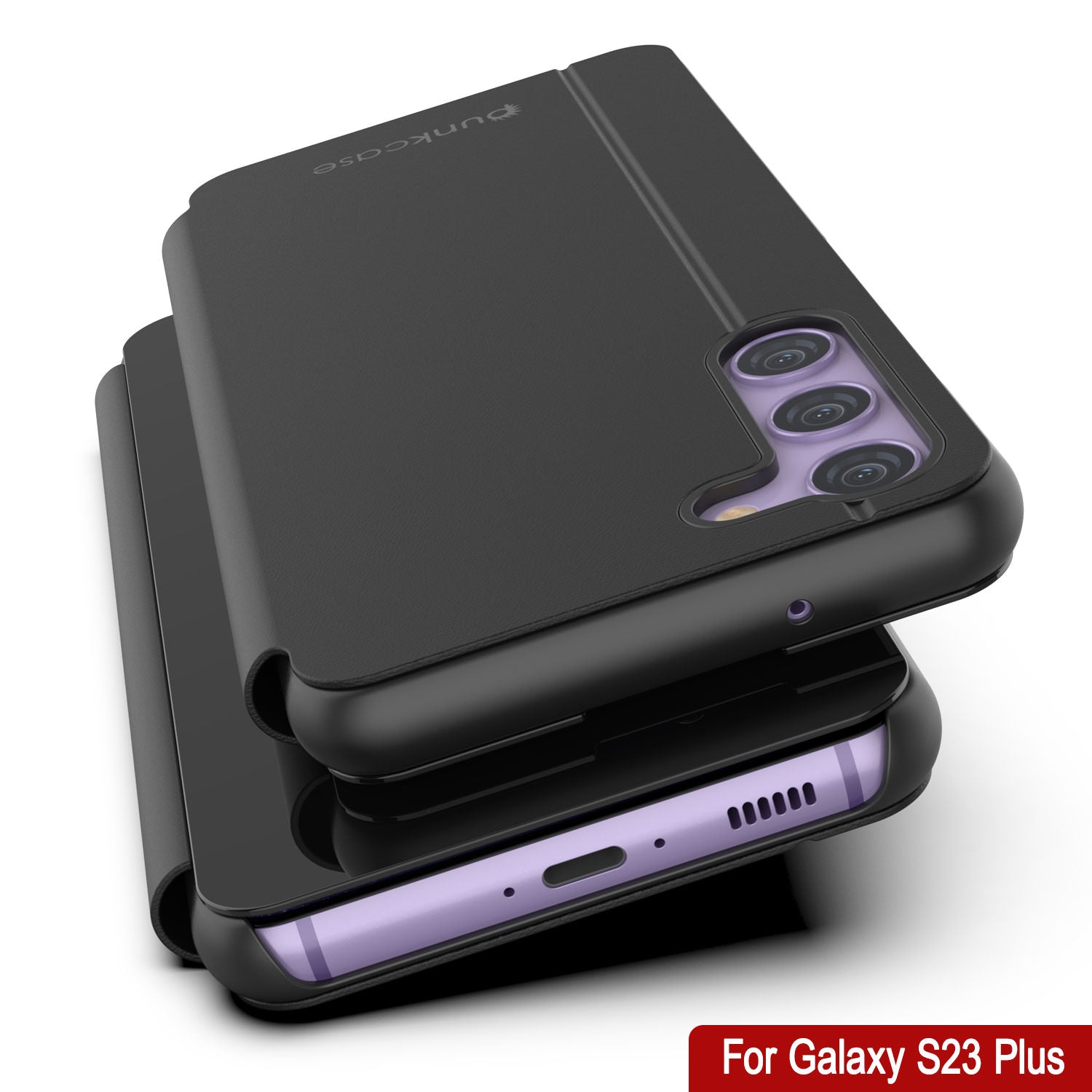 Punkcase Galaxy S23+ Plus Reflector Case Protective Flip Cover [Black]