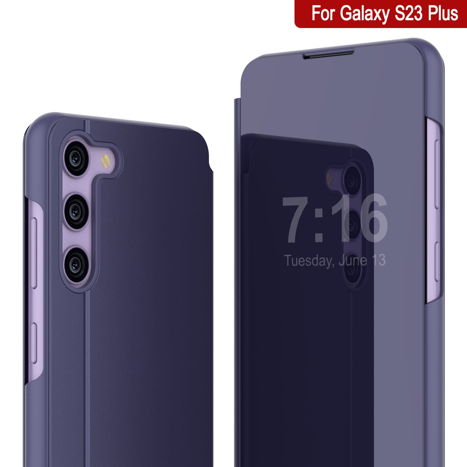 Punkcase Galaxy S23+ Plus Reflector Case Protective Flip Cover [Purple]