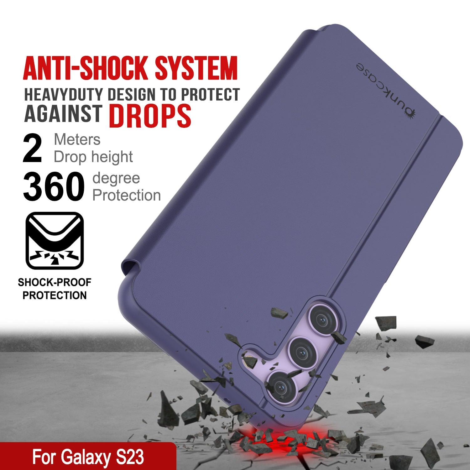 Punkcase Galaxy S23 Reflector Case Protective Flip Cover [Purple]
