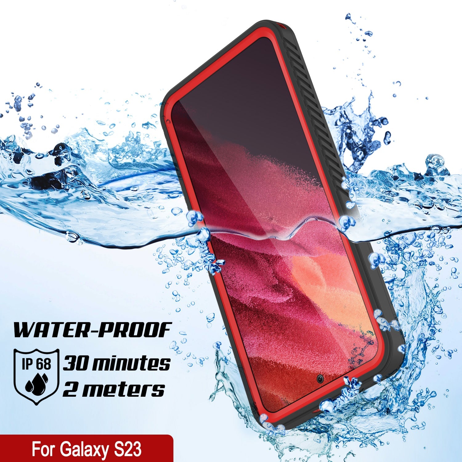 Galaxy S23 Water/ Shock/ Snowproof [Extreme Series] Slim Screen Protector Case [Red]