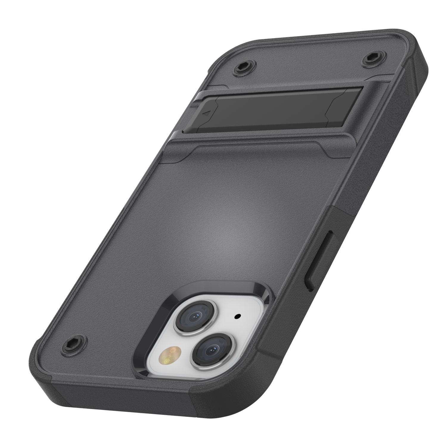 Punkcase iPhone 14 Plus Case [Reliance Series] Protective Hybrid Military Grade Cover W/Built-in Kickstand [Grey-Black]