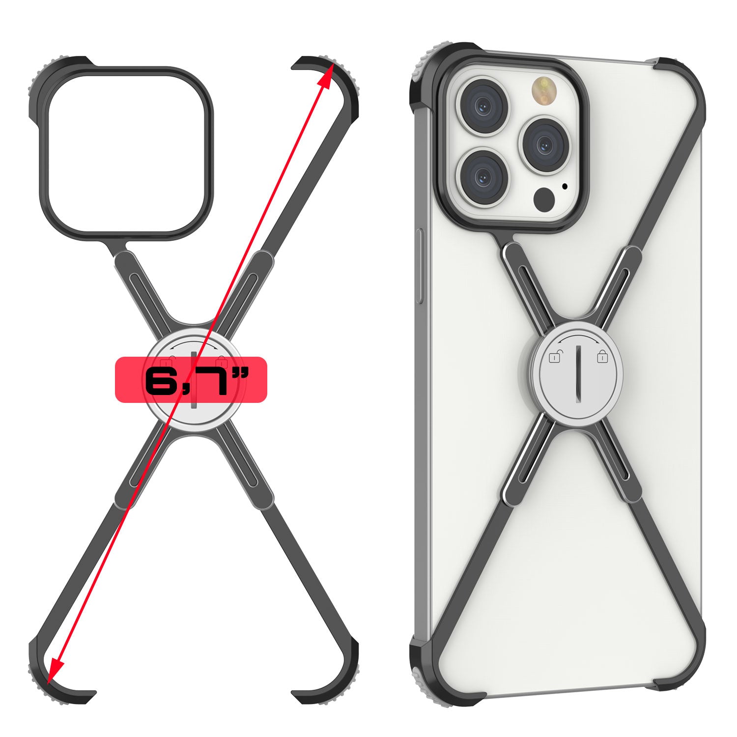 Punkcase iPhone 14 Pro Max Bumper Case [Backbone Series] Ultra Slim Minimalist Aluminum Metal X-Frame Cover for iPhone 14 Pro Max (2022) (6.7") [Black]