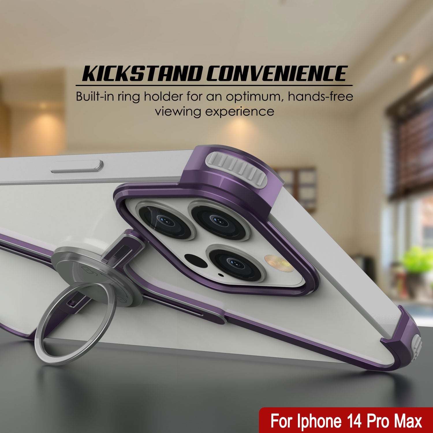 Punkcase iPhone 14 Pro Max Bumper Case [Backbone Series] Ultra Slim Minimalist Aluminum Metal X-Frame Cover for iPhone 14 Pro Max (2022) (6.7") [Purple]