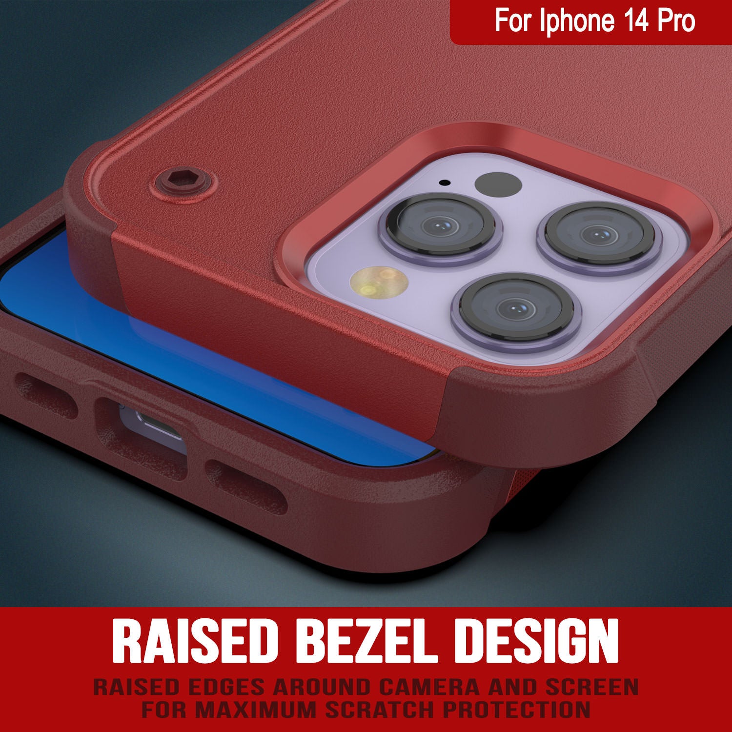 Punkcase iPhone 14 Pro Case [Reliance Series] Protective Hybrid Military Grade Cover W/Built-in Kickstand [Red-Rose]
