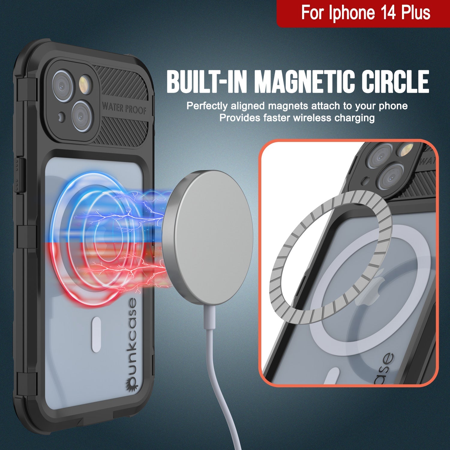 iPhone 14 Plus Metal Extreme 2.0 Series Aluminum Waterproof Case IP68 W/Buillt in Screen Protector [Black]