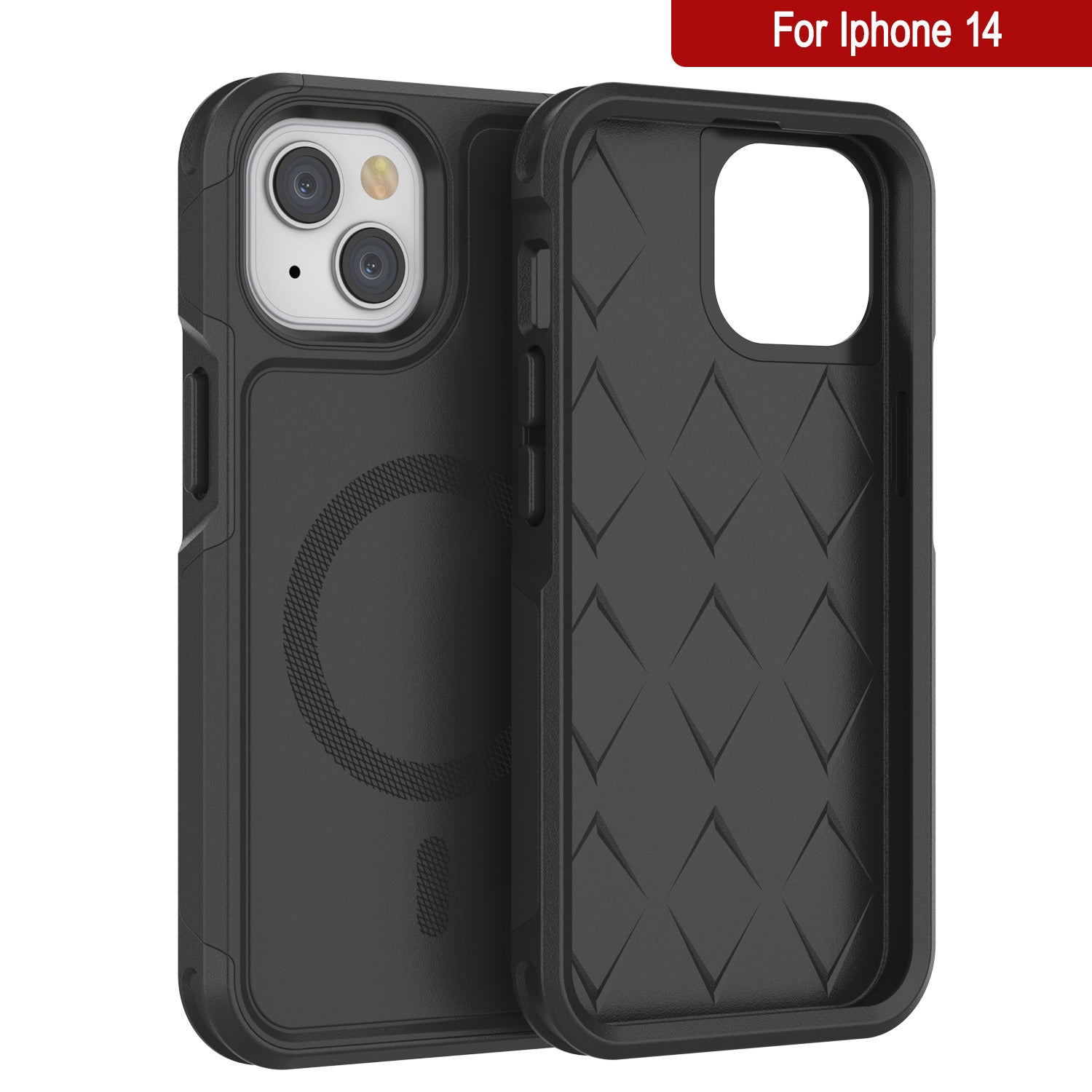 PunkCase iPhone 14 Case, [Spartan 2.0 Series] Clear Rugged Heavy Duty Cover W/Built in Screen Protector [Black]