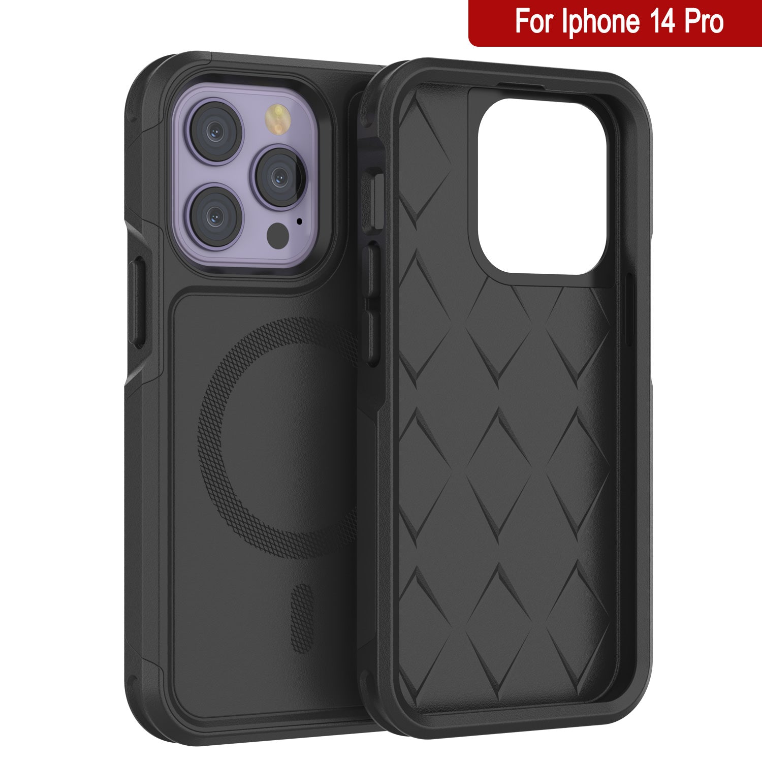 PunkCase iPhone 14 Pro Case, [Spartan 2.0 Series] Clear Rugged Heavy Duty Cover W/Built in Screen Protector [Black]