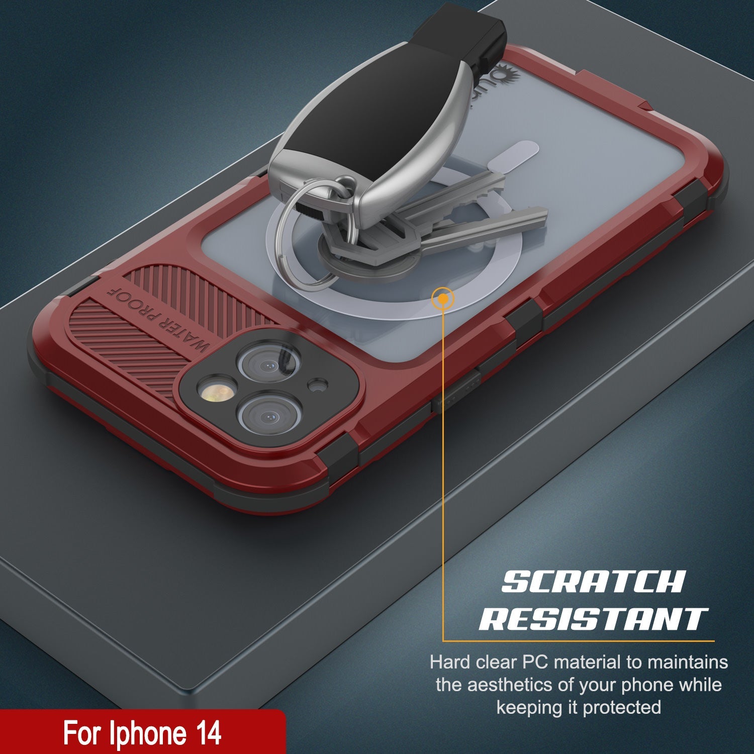 iPhone 14 Metal Extreme 2.0 Series Aluminum Waterproof Case IP68 W/Buillt in Screen Protector [Red-Black]