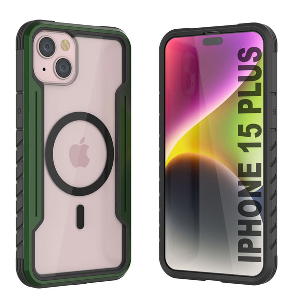 Punkcase iPhone 15 Plus Armor Stealth MAG Defense Case Protective Military Grade Multilayer Cover [Dark Green]