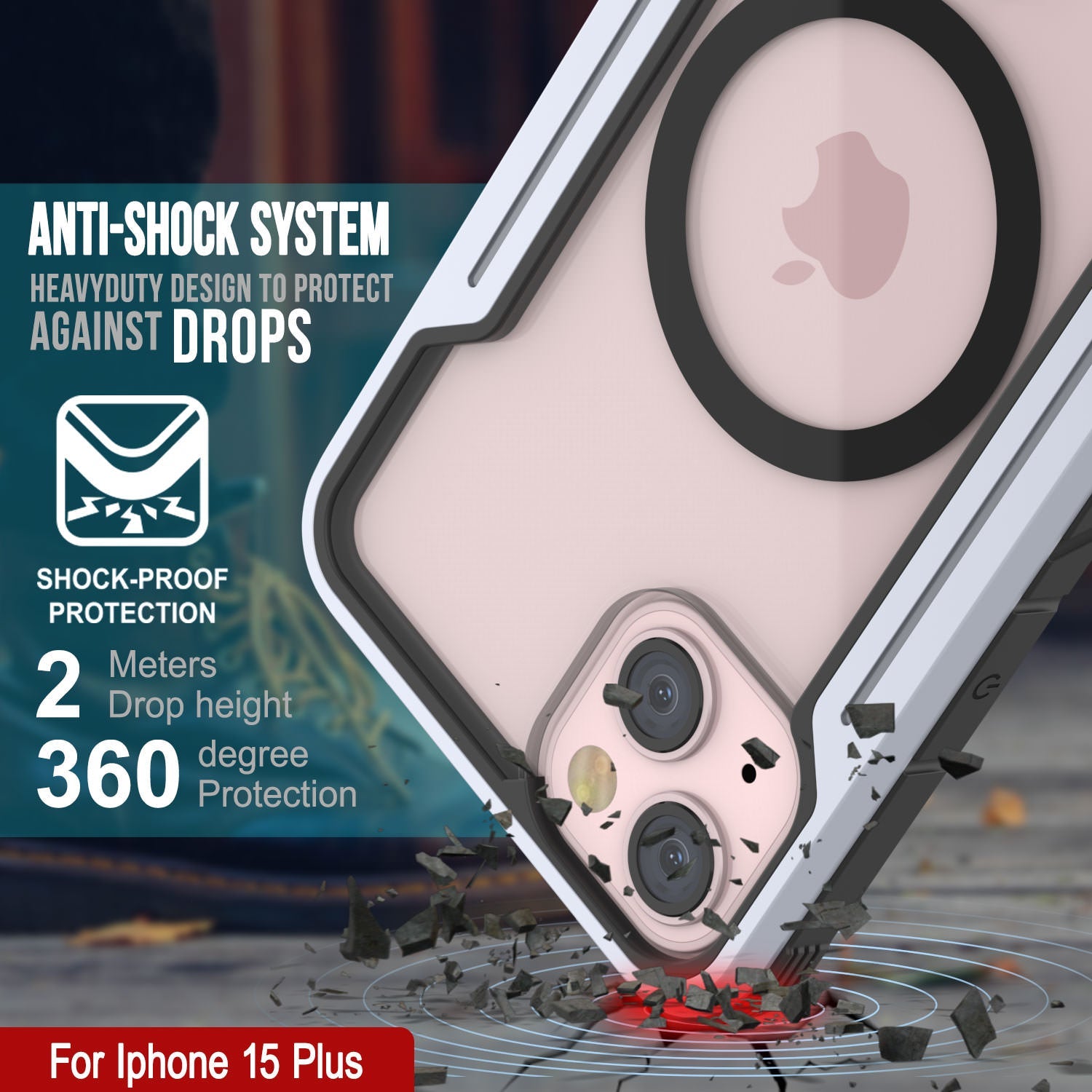 Punkcase iPhone 15 Plus Armor Stealth MAG Defense Case Protective Military Grade Multilayer Cover [White]