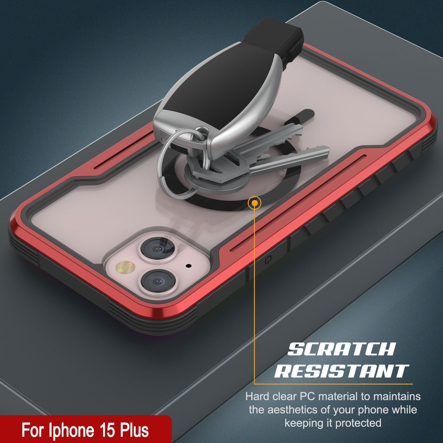 Punkcase iPhone 15 Plus Armor Stealth MAG Defense Case Protective Military Grade Multilayer Cover [Red]