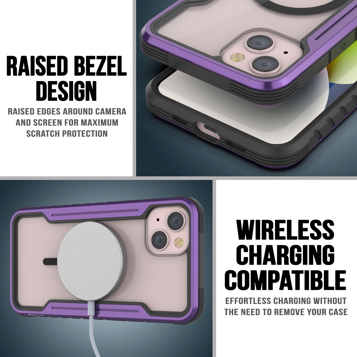 Punkcase iPhone 15 Plus Armor Stealth MAG Defense Case Protective Military Grade Multilayer Cover [Purple]