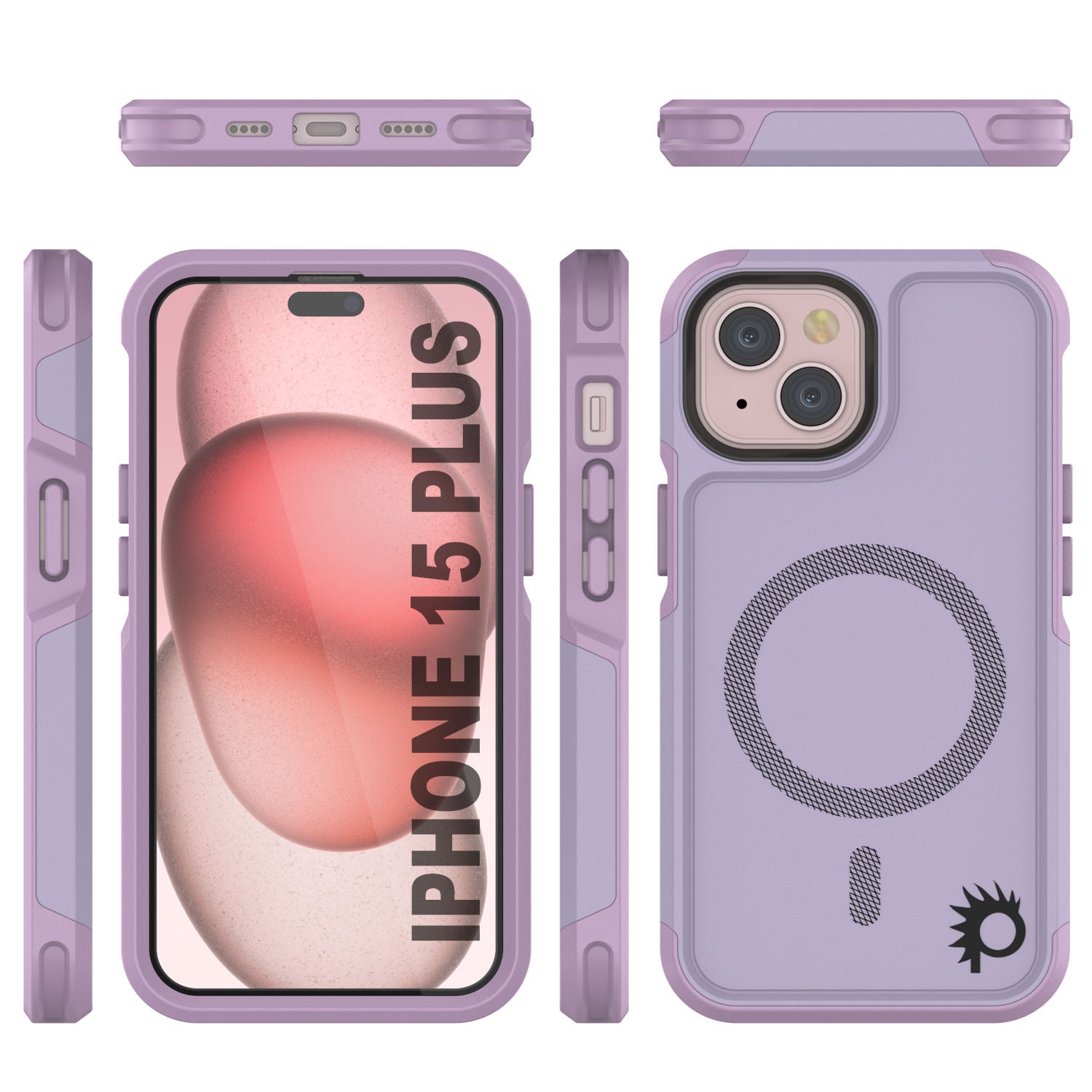 PunkCase iPhone 15 Plus Case, [Spartan 2.0 Series] Clear Rugged Heavy Duty Cover W/Built in Screen Protector [lilac]