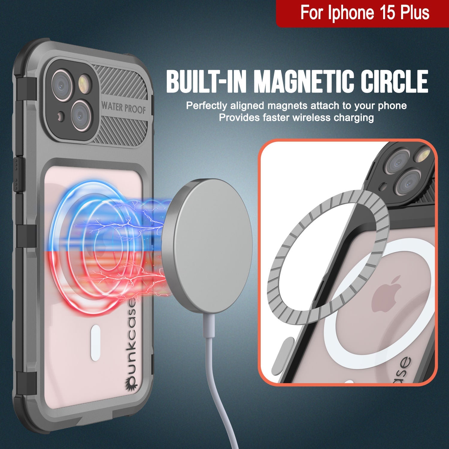 iPhone 15 Plus Metal Extreme 2.0 Series Aluminum Waterproof Case IP68 W/Buillt in Screen Protector [Silver]