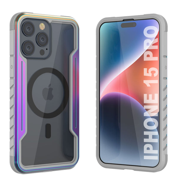 Punkcase iPhone 15 Pro Armor Stealth MAG Defense Case Protective Military Grade Multilayer Cover [Rainbow]