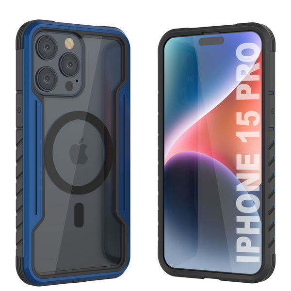 Punkcase iPhone 15 Pro Armor Stealth MAG Defense Case Protective Military Grade Multilayer Cover [Navy Blue]