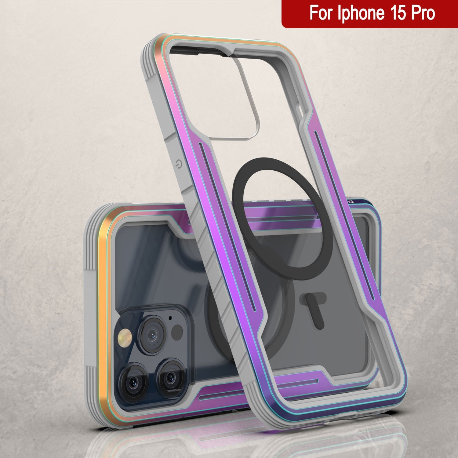 Punkcase iPhone 15 Pro Armor Stealth MAG Defense Case Protective Military Grade Multilayer Cover [Rainbow]