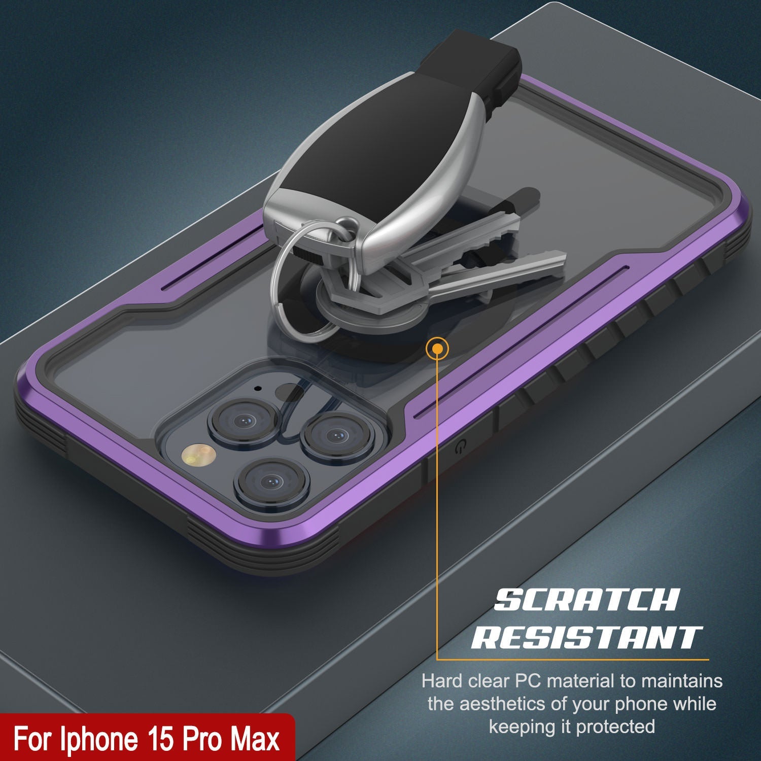 Punkcase iPhone 15 Pro Max Armor Stealth MAG Defense Case Protective Military Grade Multilayer Cover [Purple]