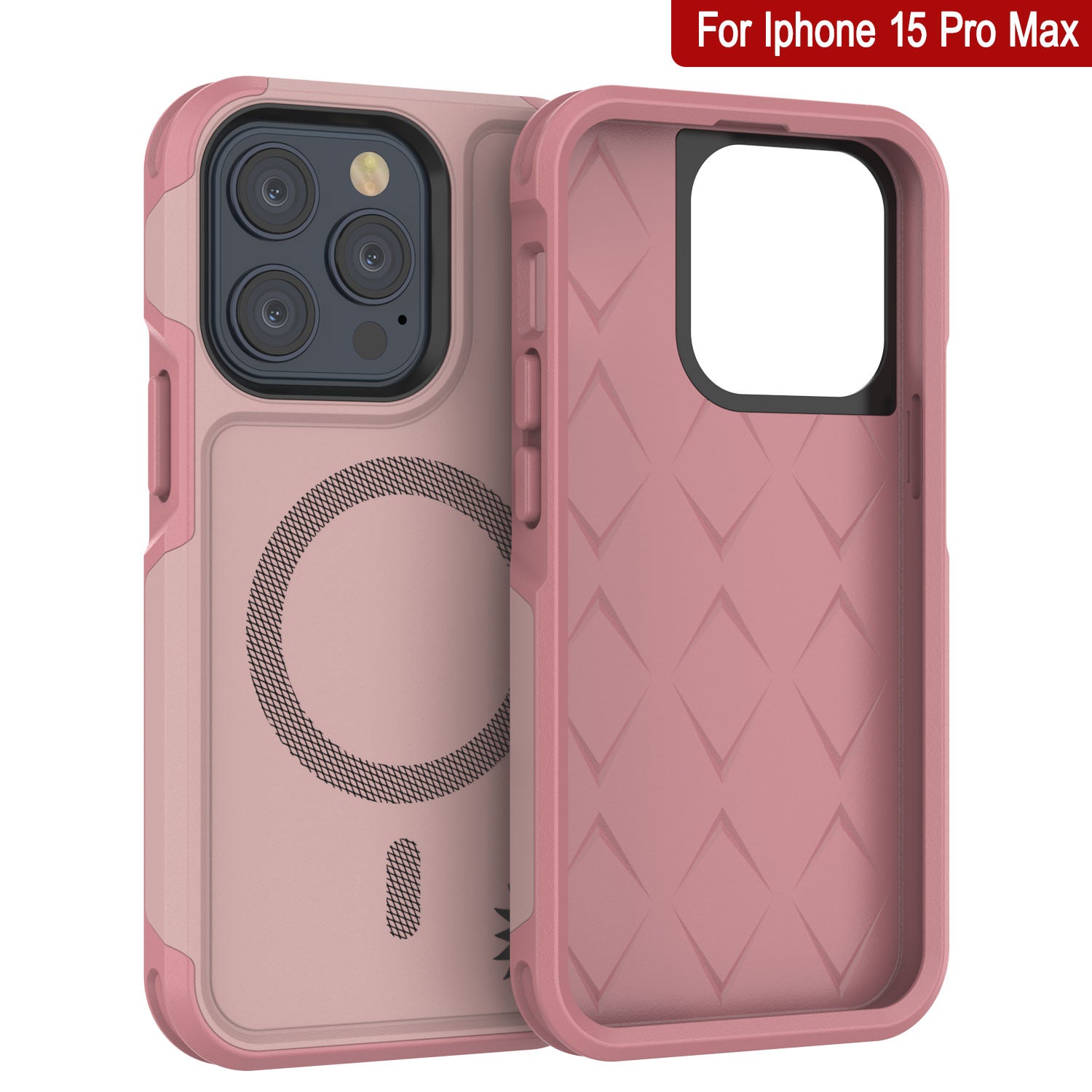 PunkCase iPhone 15 Pro Max Case, [Spartan 2.0 Series] Clear Rugged Heavy Duty Cover W/Built in Screen Protector [pink]