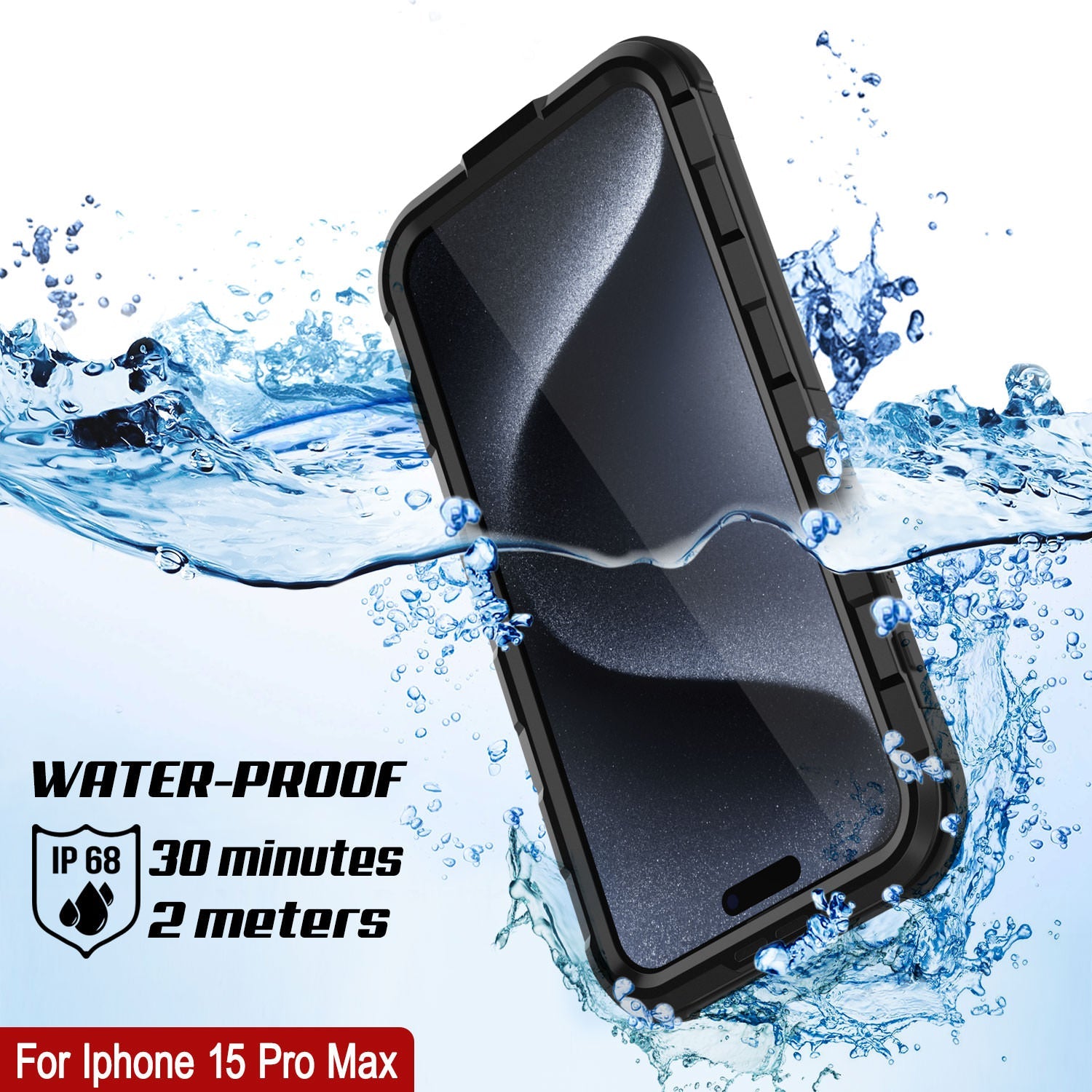 iPhone 15 Pro Max Metal Extreme 2.0 Series Aluminum Waterproof Case IP68 W/Buillt in Screen Protector [Black]