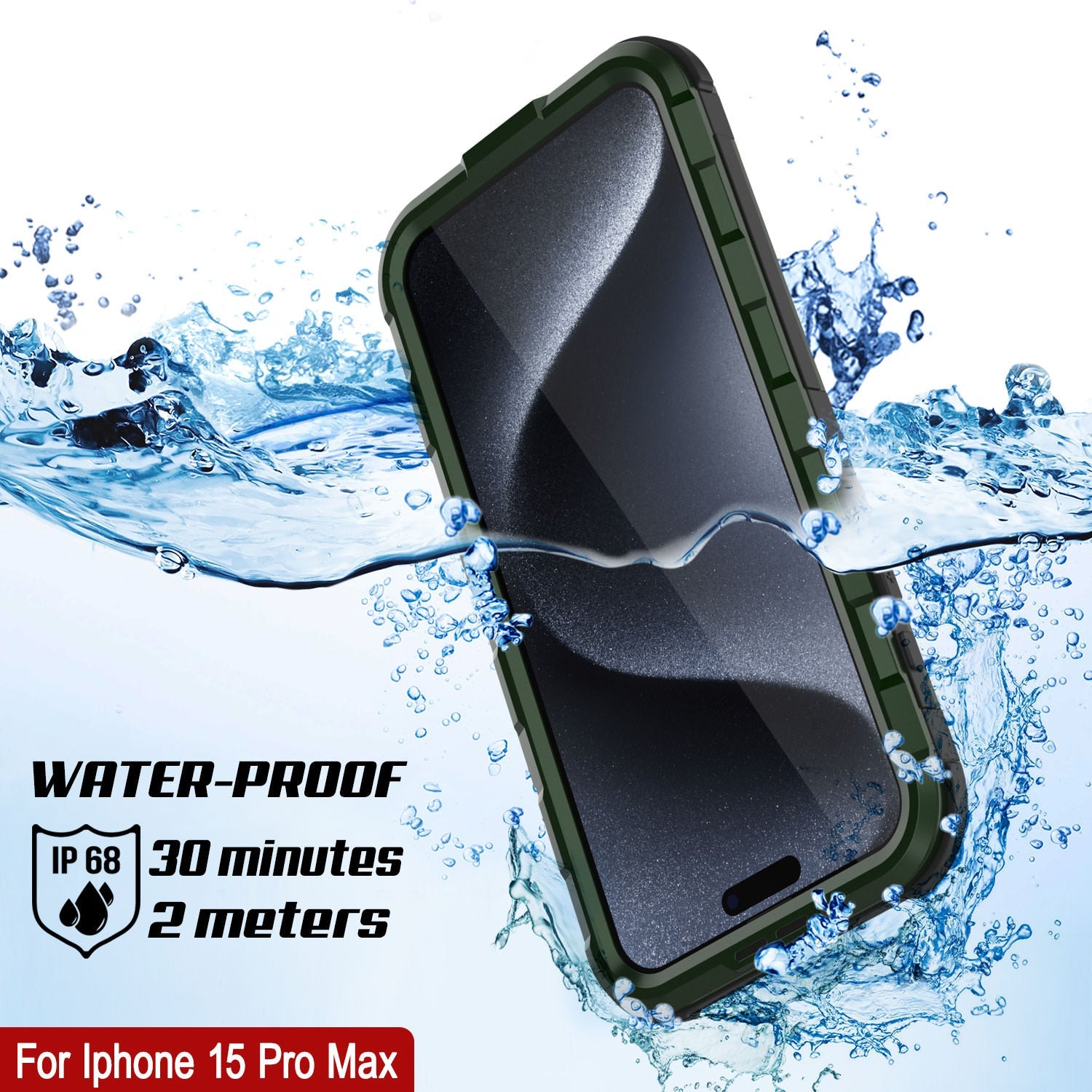 iPhone 15 Pro Max Metal Extreme 2.0 Series Aluminum Waterproof Case IP68 W/Buillt in Screen Protector [Dark Green]