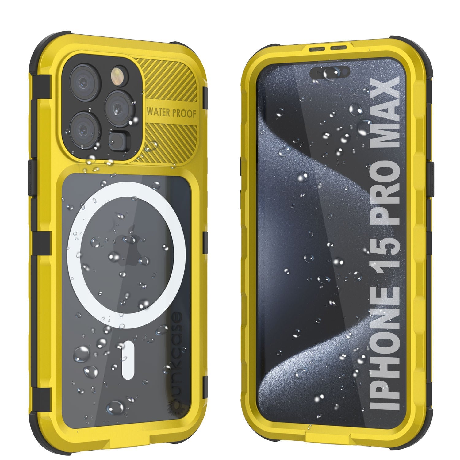 iPhone 15 Pro Max Metal Extreme 2.0 Series Aluminum Waterproof Case IP68 W/Buillt in Screen Protector [Yellow]