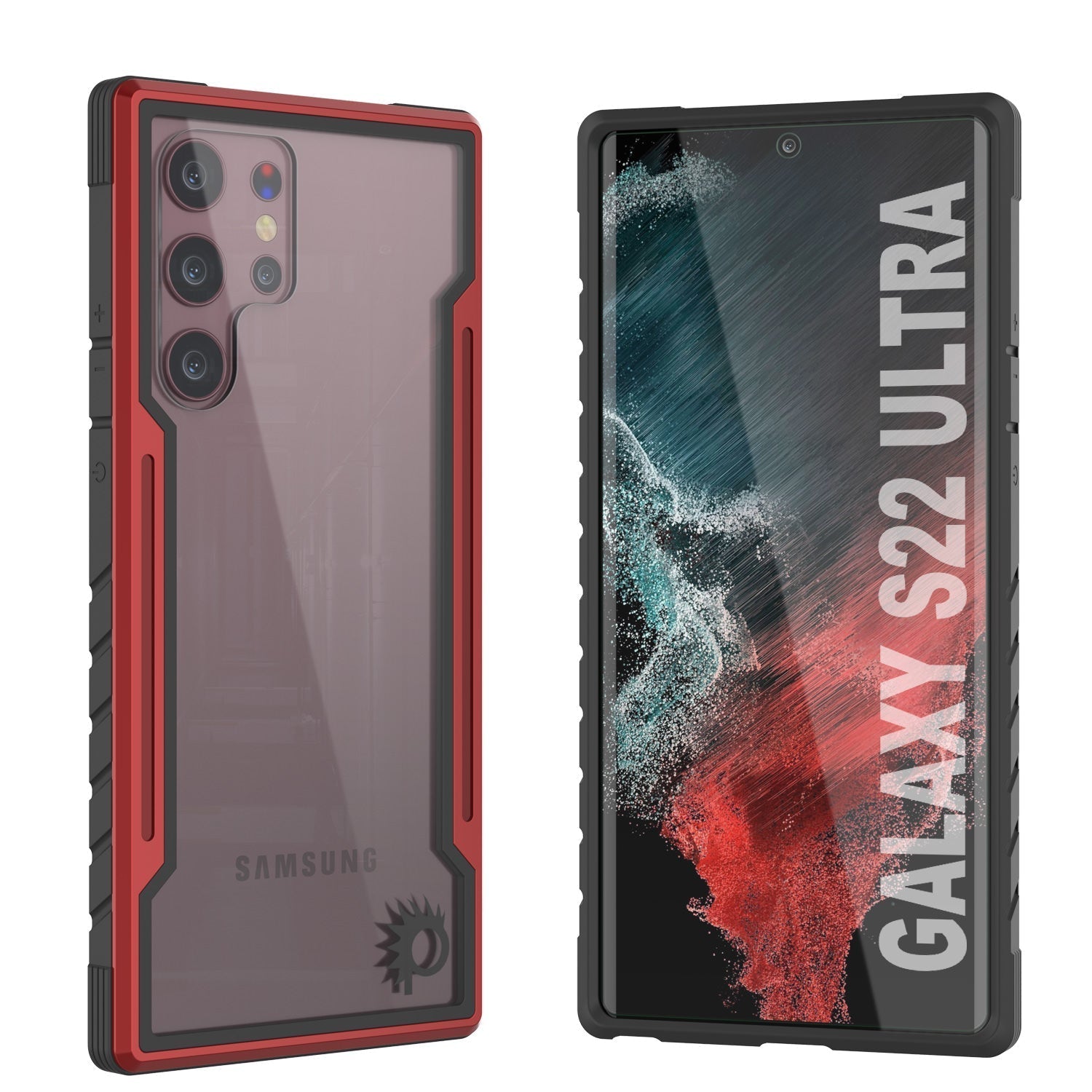 Punkcase S22 Ultra ravenger Case Protective Military Grade Multilayer Cover [Red]