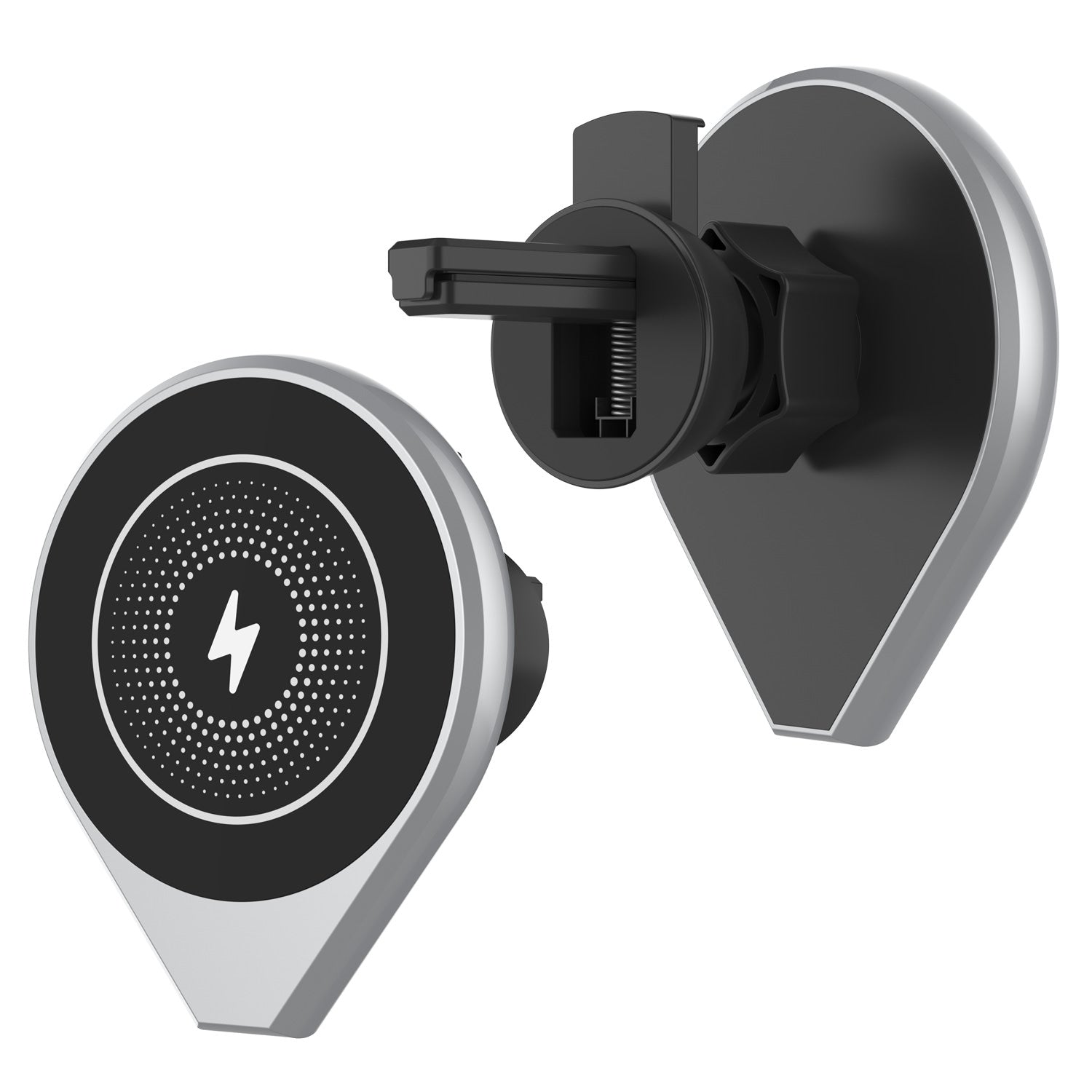 Punkcase Wireless Car Charger [F8 Series] Universal 15W Fast Charger Mount for Air Vent [Silver]
