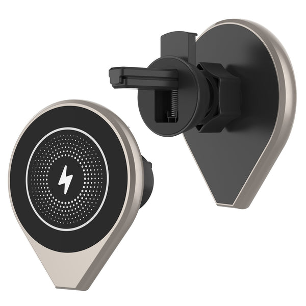 Punkcase Wireless Car Charger [F8 Series] Universal 15W Fast Charger Mount for Air Vent [Gold]