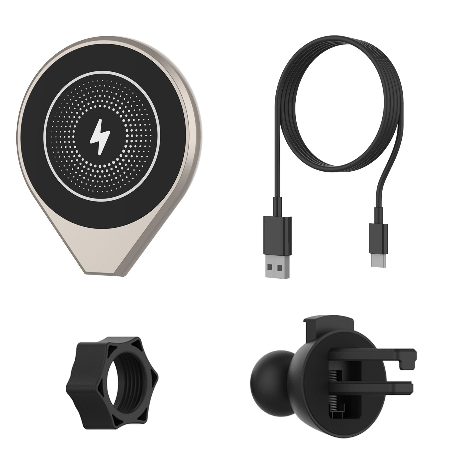 Punkcase Wireless Car Charger [F8 Series] Universal 15W Fast Charger Mount for Air Vent [Gold]