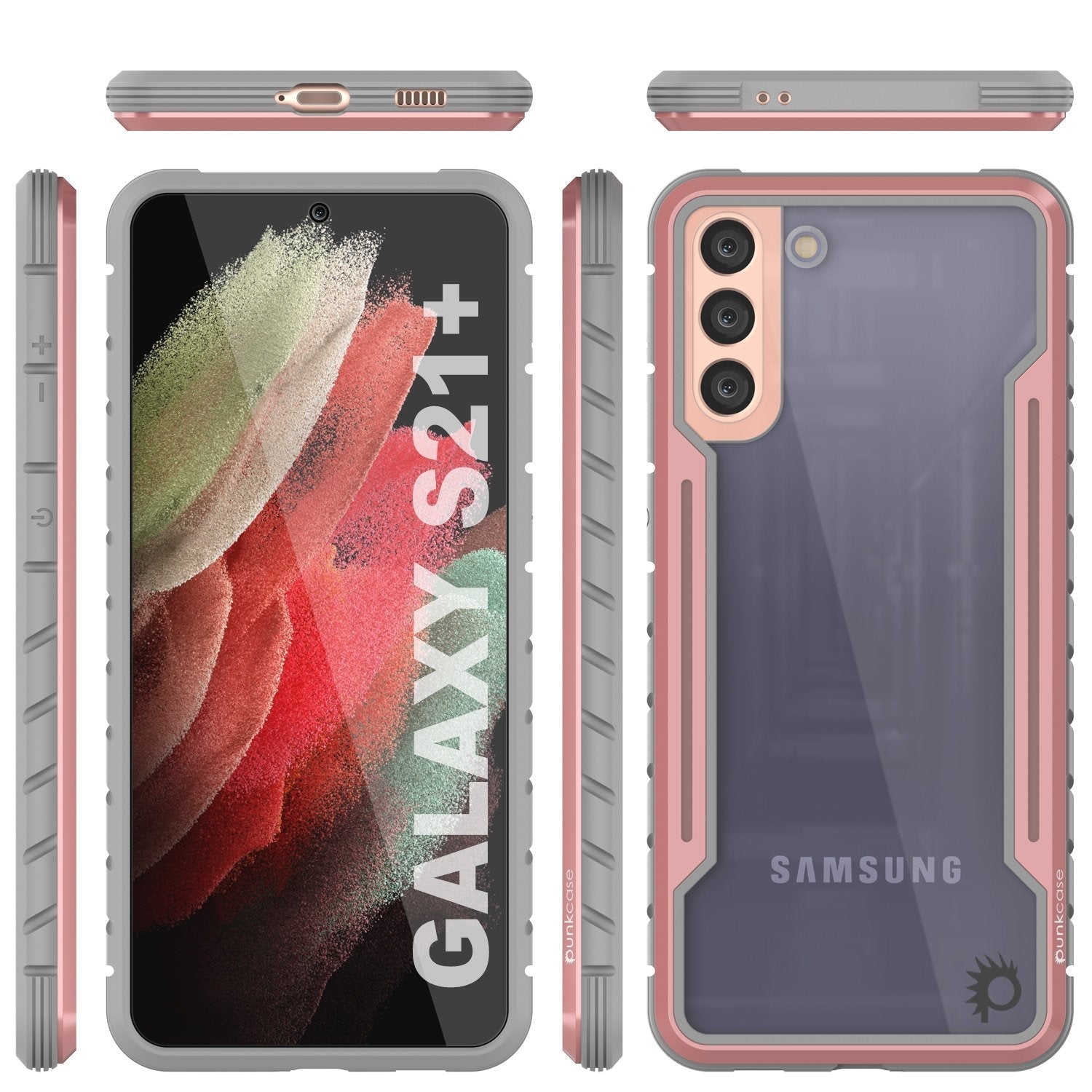 Punkcase S21+ Plus ravenger Case Protective Military Grade Multilayer Cover [Rose-Gold]