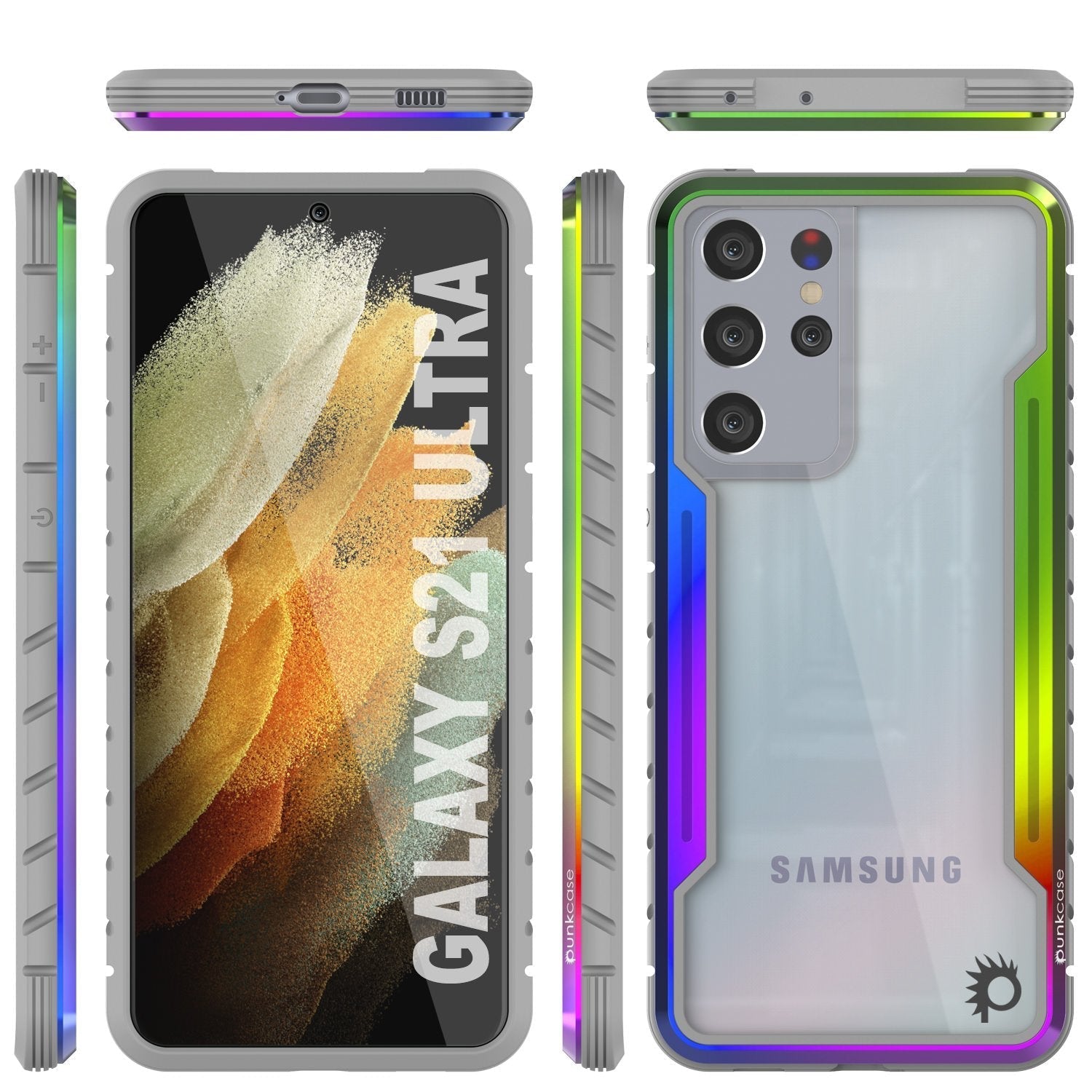 Punkcase S21 Ultra ravenger Case Protective Military Grade Multilayer Cover [Rainbow]