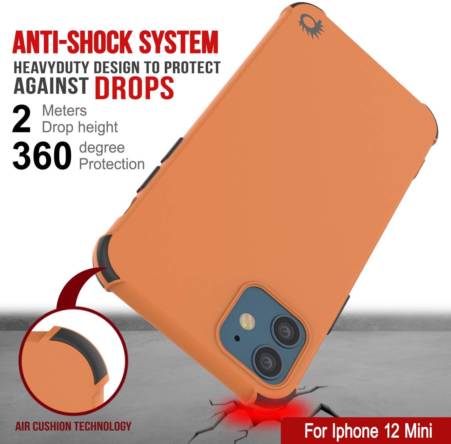Punkcase Protective & Lightweight TPU Case [Sunshine Series] for iPhone 12 Mini [Orange]