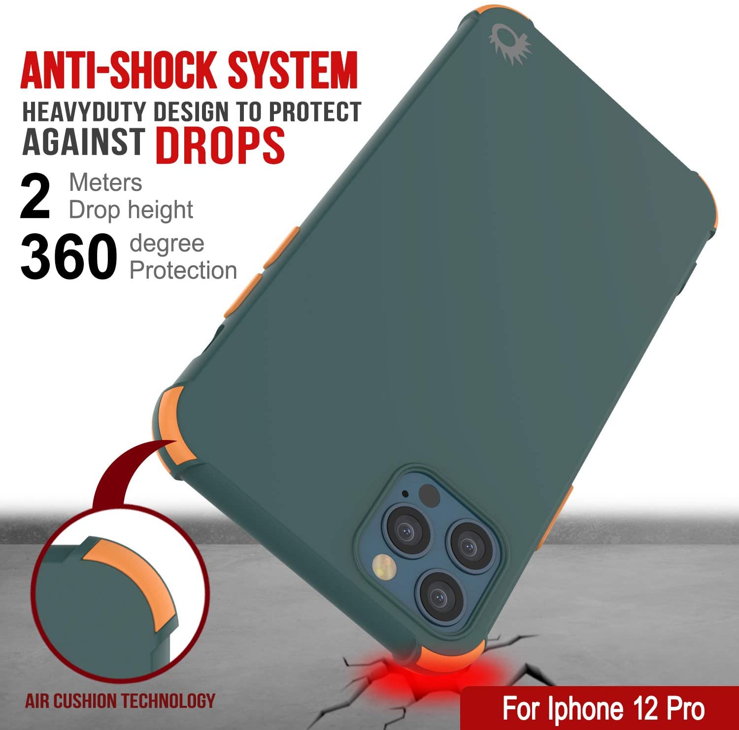Punkcase Protective & Lightweight TPU Case [Sunshine Series] for iPhone 12 Pro [Dark Green]
